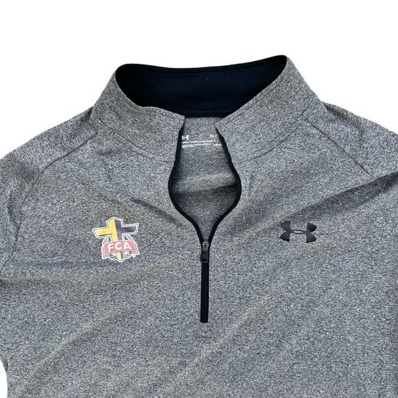 Under Armour HeatGear Men's XL Gray 1/4 Zip Pullover LS Fellowship Christian Ath - Picture 2 of 4